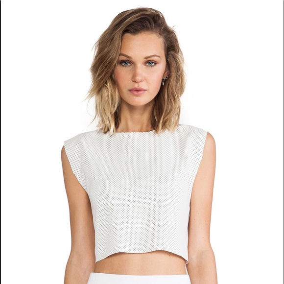 NWT Bailey44 white perforated leather crop top - Picture 3 of 8